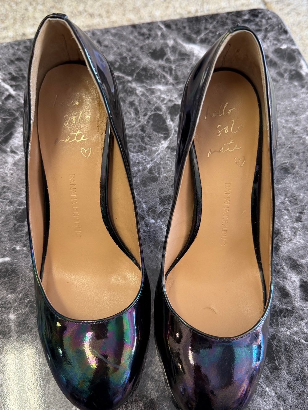 Banana Republic Iridescent Patent Black Pumps